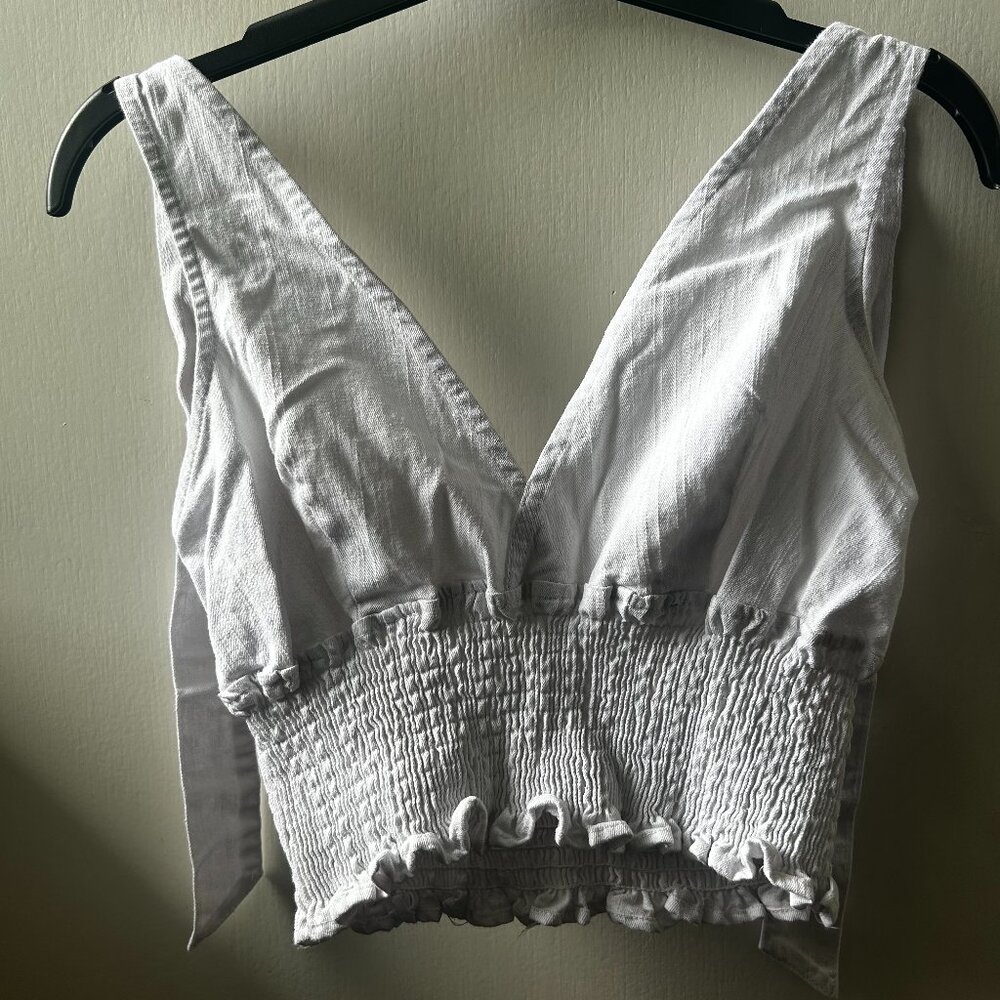 White Medium Halter Top with Stretch Waist